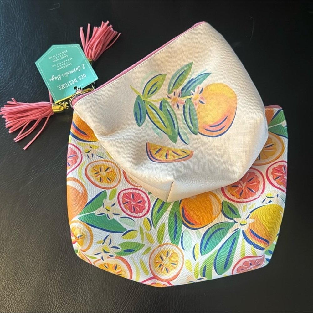 OSC Designs 2 cosmetic bags makeup toiletries travel sweet citrus Kristen Vogel